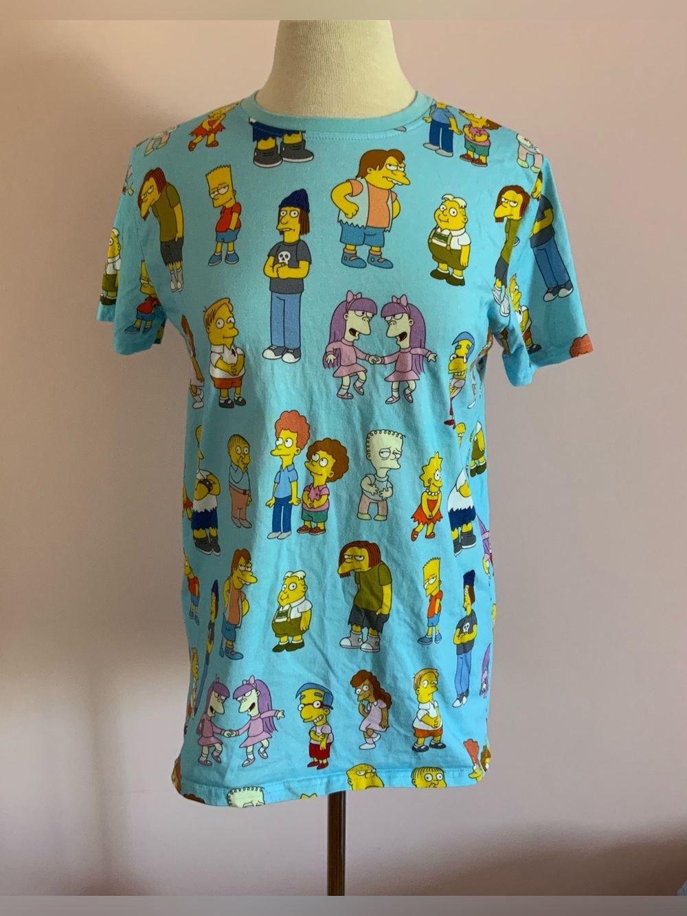 Playful Simpsons Children Character Short Sleeve Tee in Light Blue